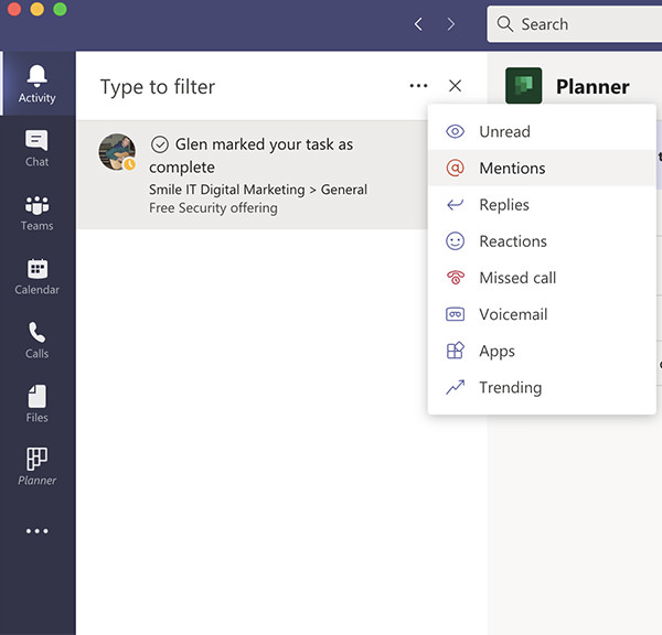 Microsoft Teams mentions