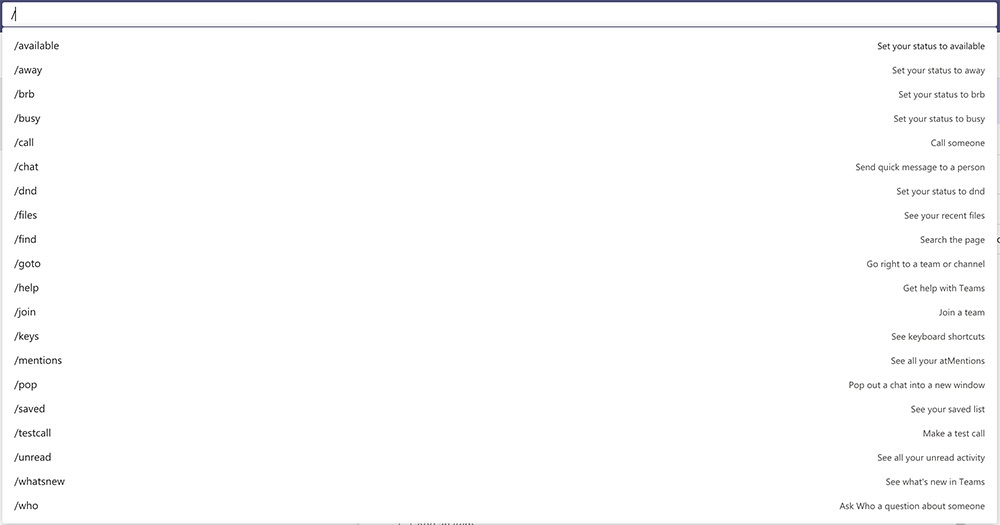 Microsoft Teams Commands