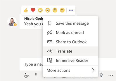 Microsoft Teams translate